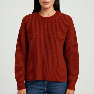 True Craft Damask Red Core Sweater Ribbed Crewneck – Size M – New
